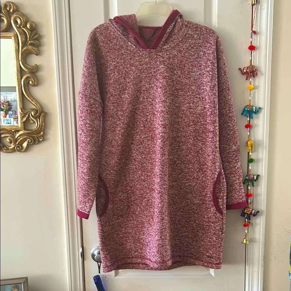 Cozy Pink Hooded Sweater Dress/Topper